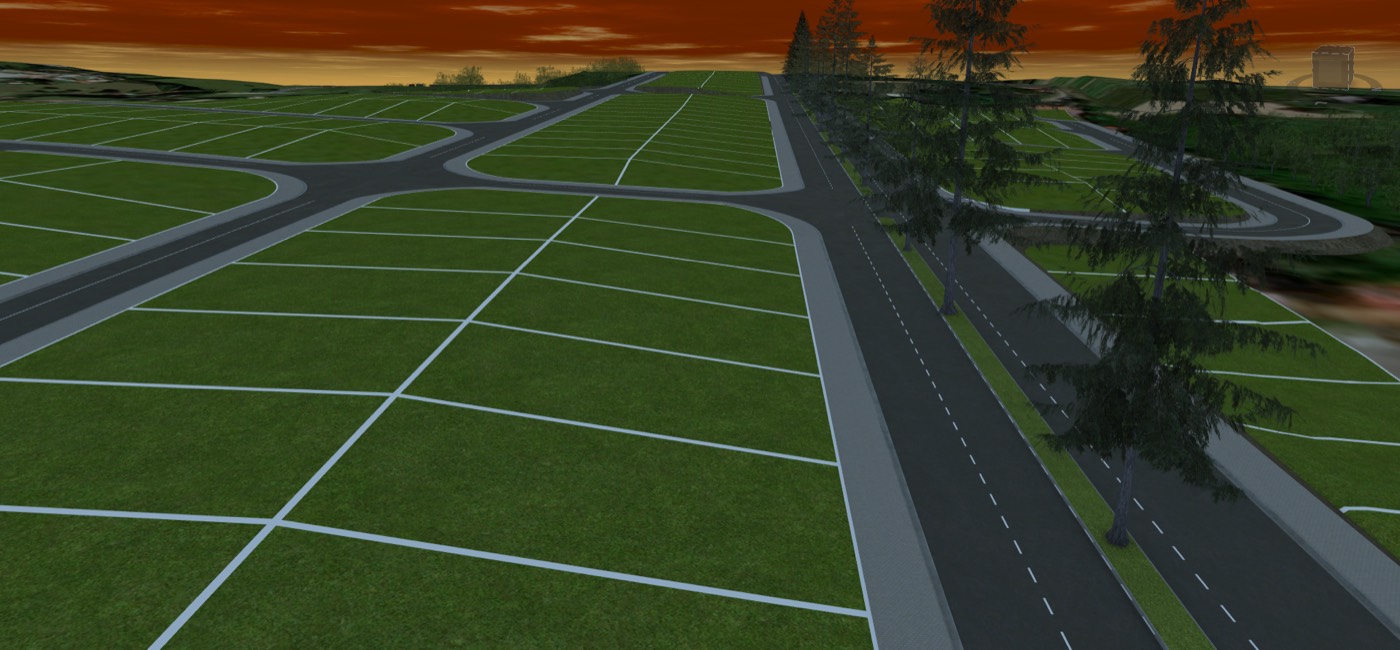 Mesmo loteamento apresentado em 3D no InfraWorks